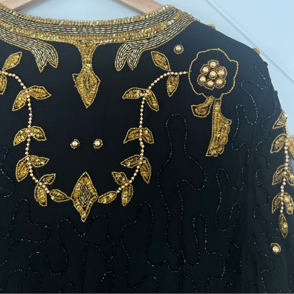 Vintage black and gold short sleeves sequins top - Picture 5 of 5